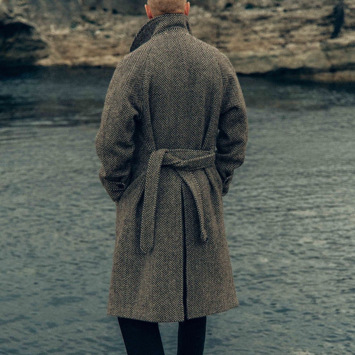 Maßgeschneiderter Herren Wollmantel Elegent Schwarz
