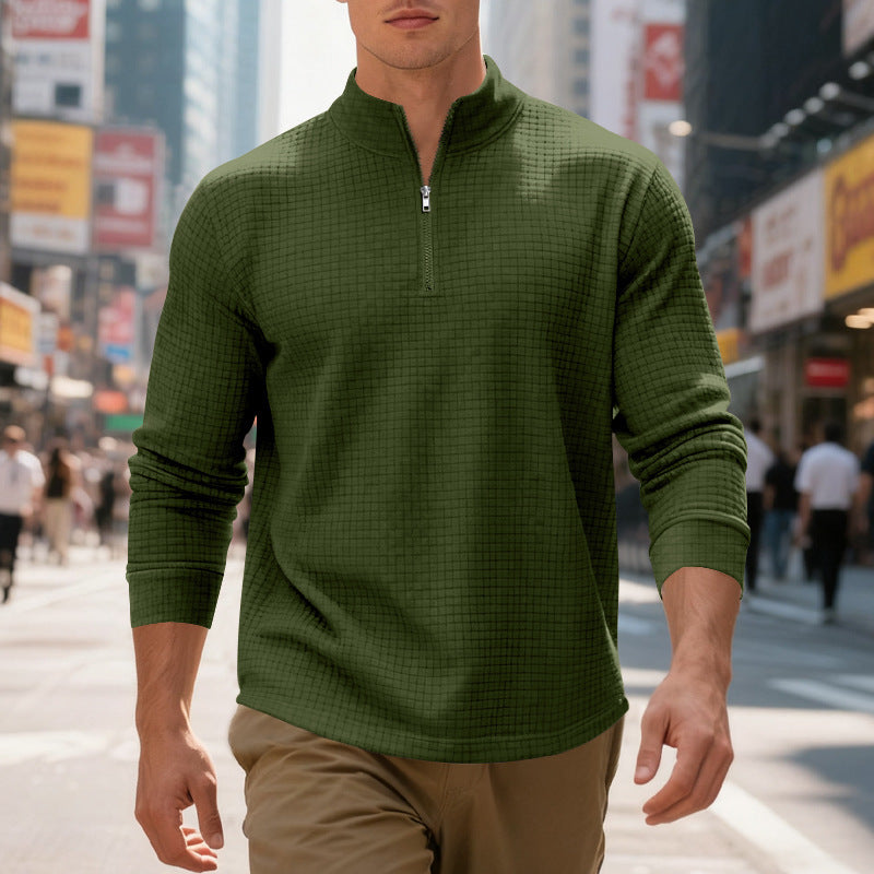 Herren Sportpullover Strukturiert Modern Zip