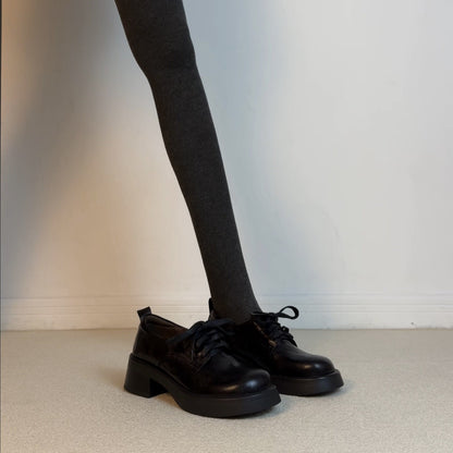 Damen Schnürschuhe Robust Plateau Elegantes Leder