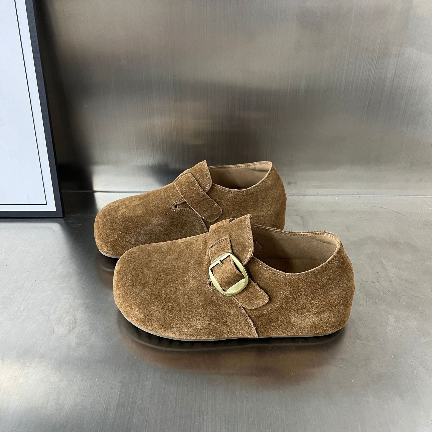 Damen Clogs Wildleder Komfort Bequem Schnallenverschluss - BerlinGlamour