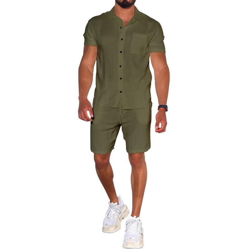 Herren Freizeit-Set Kurzarm Hemd Shorts Modern