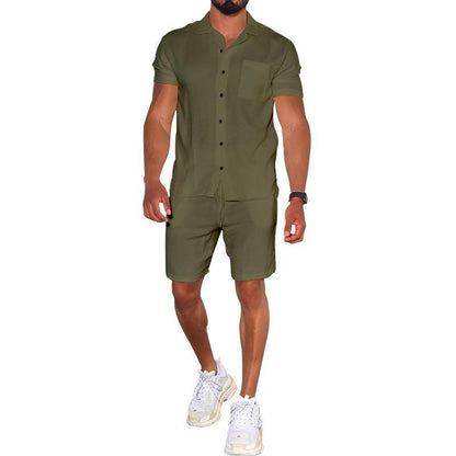 Herren Freizeit-Set Kurzarm Hemd Shorts Modern