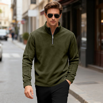 Herren Fleecepullover Kurz Reißverschluss Warm Modern