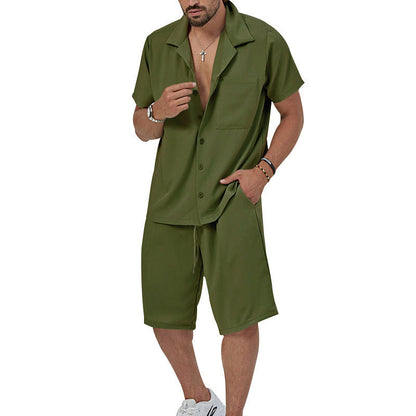 Herren Freizeit-Set Kurzarmhemd lässige Shorts Sommerlich
