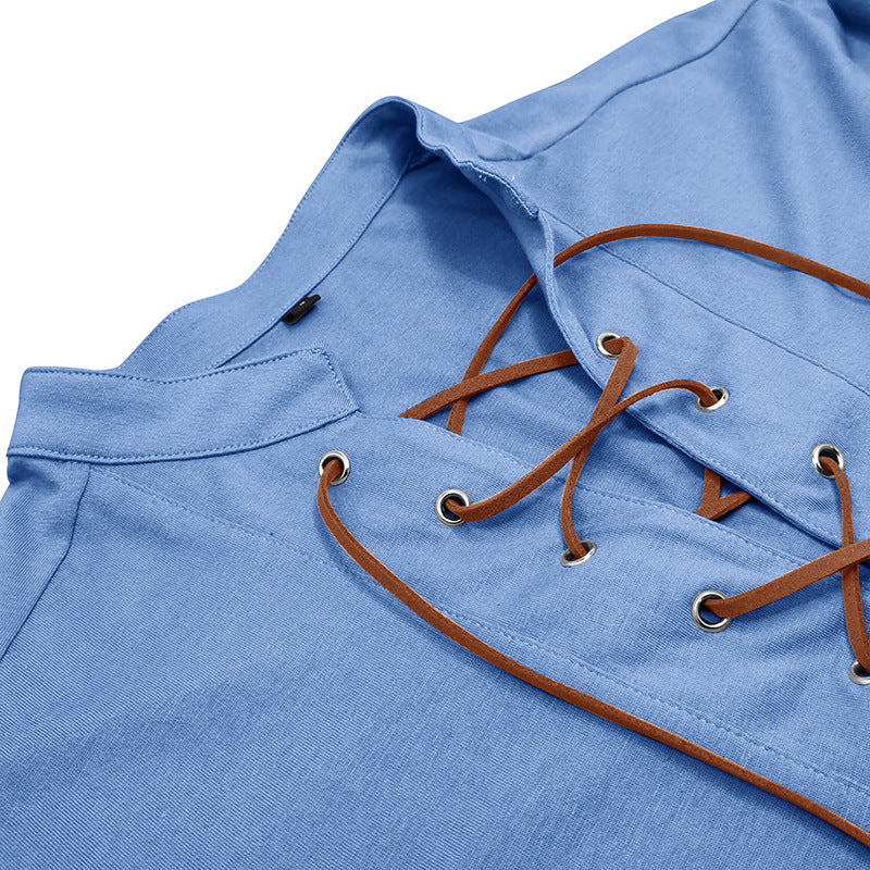 Herren Langarm-Shirt Mit Schnürung Modern Trendig