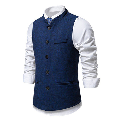 Herren Weste Herringbone Elegante Mit Taschen