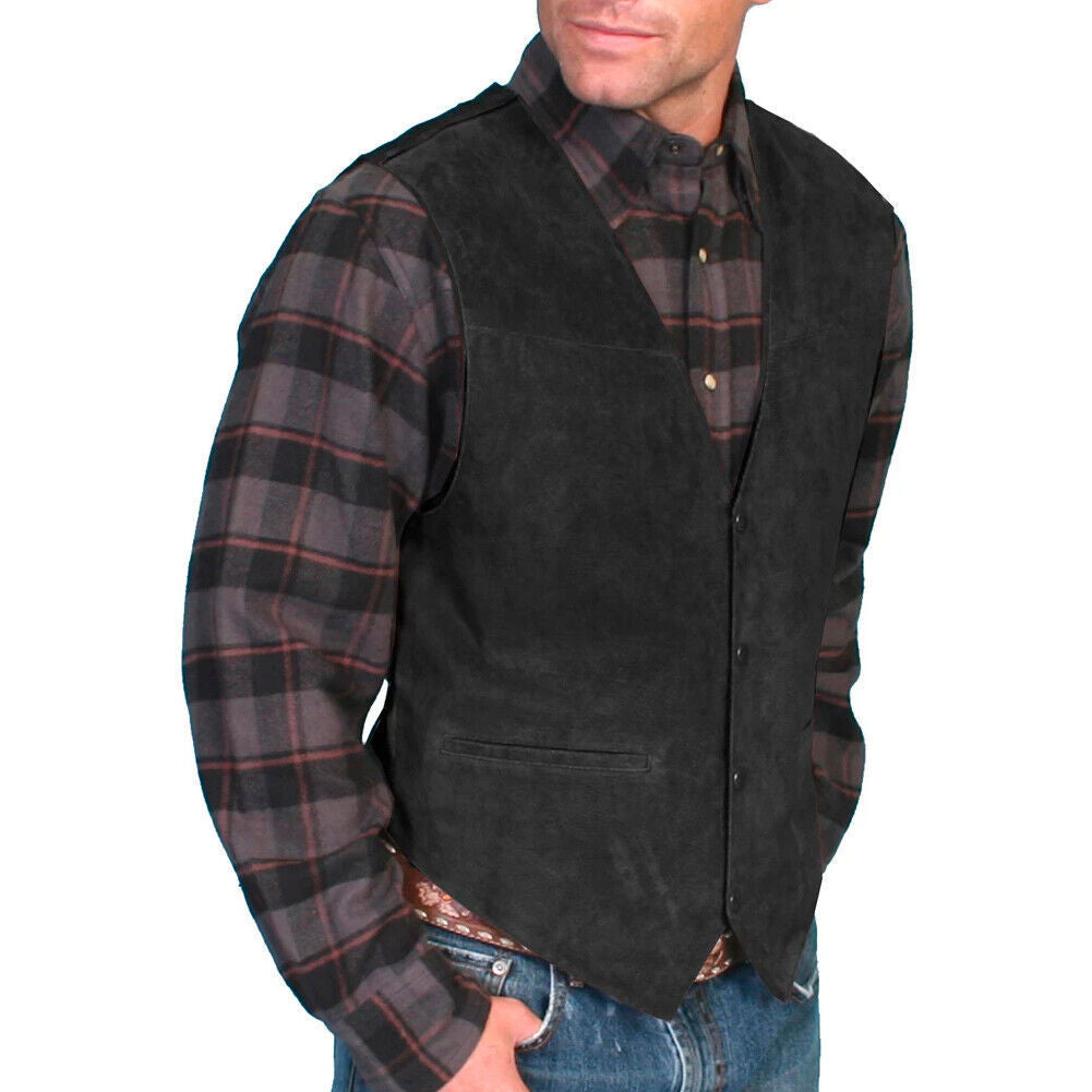 Lederweste Herren Wildleder Schwarz Elegent