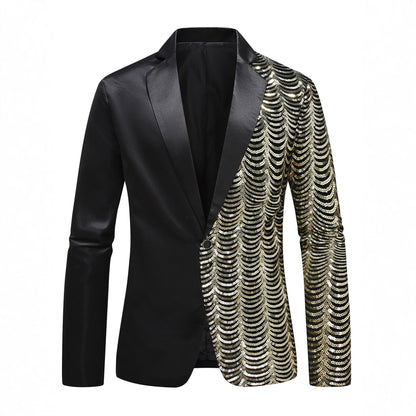 Eleganter Herren Blazer Glitzer Effekt Asymmetrisch Modern