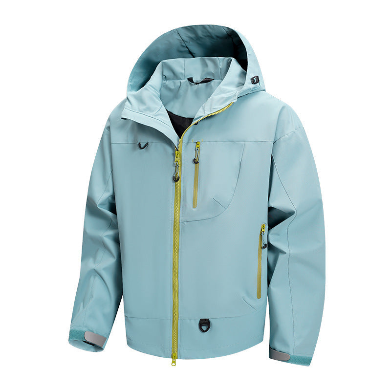 Herren Outdoor-Jacke Wasserdicht Verstellbares Kapuzen-System