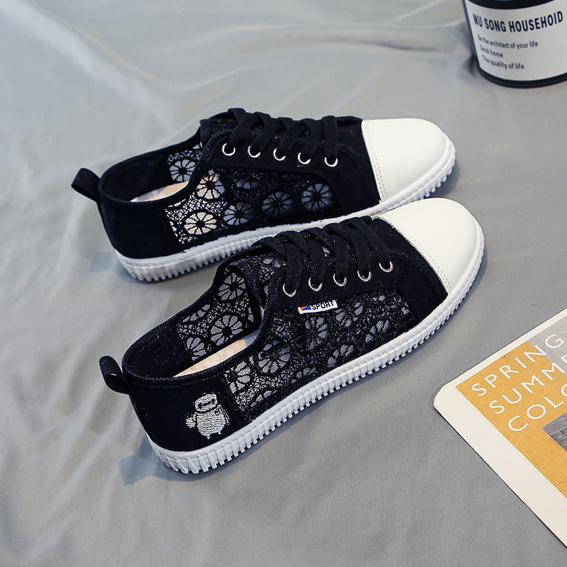 Damen Sneaker Bequem Blumenmuster Komfortschuh