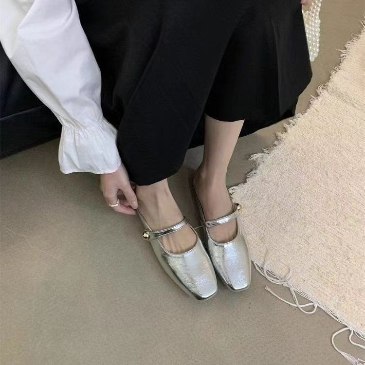 Damen Ballerinas Glänzend Elegant Schnalle Schuhe
