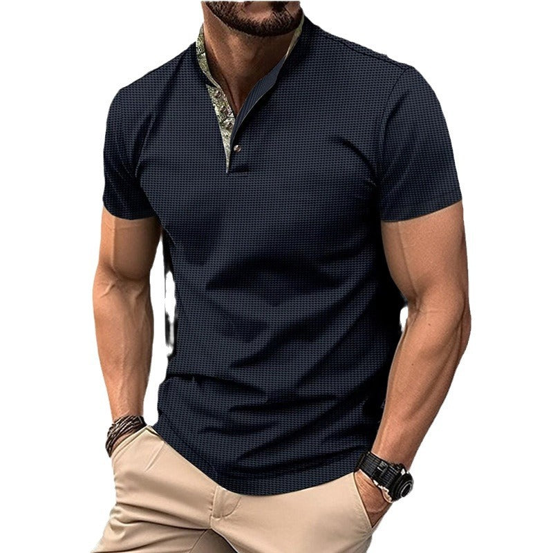 Herren Kurzarmshirt Modern mit Stehkragen Berlin Style