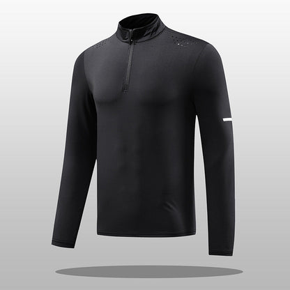 Herren Langarmshirt Atmungsaktiv Reißverschluss Funktionsshirt