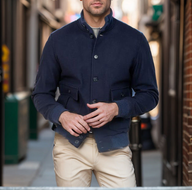 Herren Chino-Jacke Modern mit Taschen Slim Fit