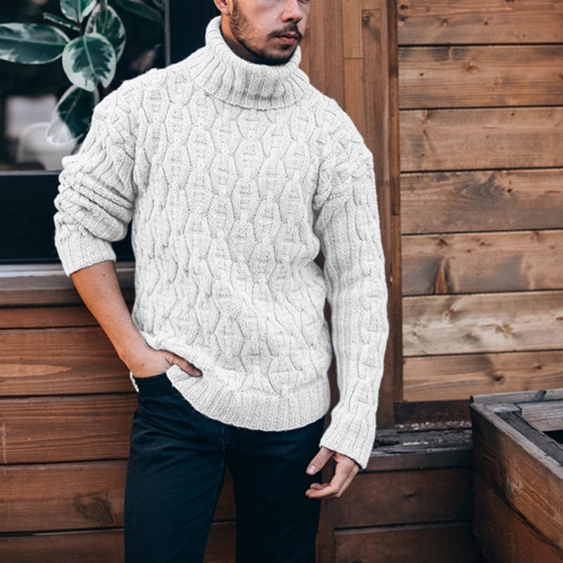 Herren Rollkragenpullover Grobstrick Kaschmir Optik - BerlinGlamour
