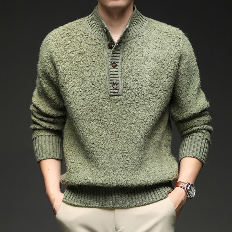 Herren Pullover Struktur Oberfläche Knopfverschluss Modern