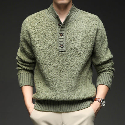 Herren Pullover Struktur Oberfläche Knopfverschluss Modern