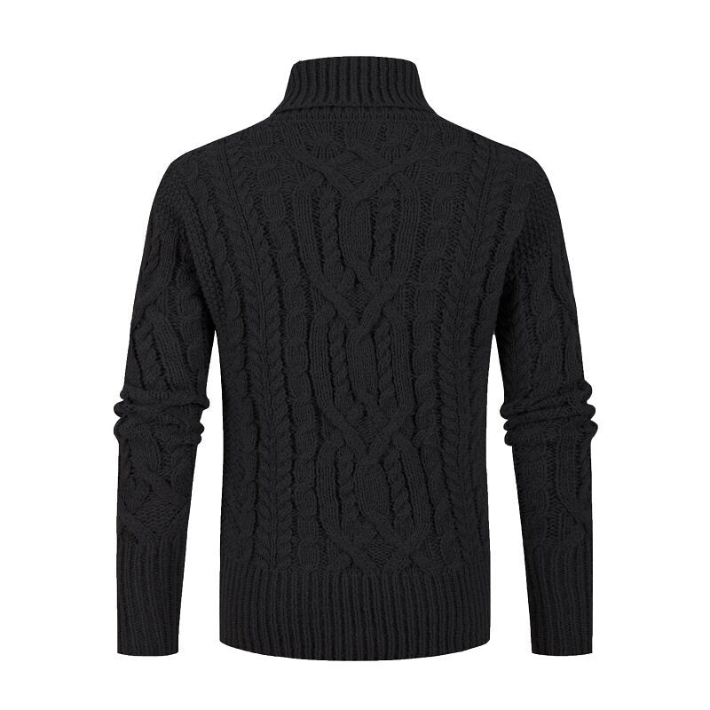 Herren Pullover Grobstrick Schalkragen Zopfmuster Modern
