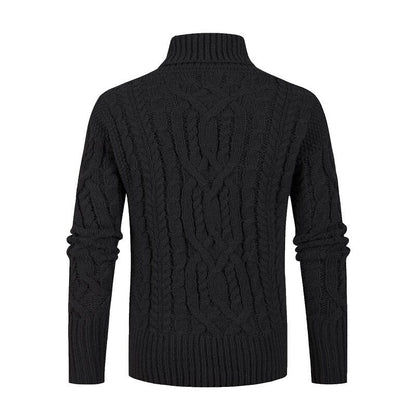 Herren Pullover Grobstrick Schalkragen Zopfmuster Modern