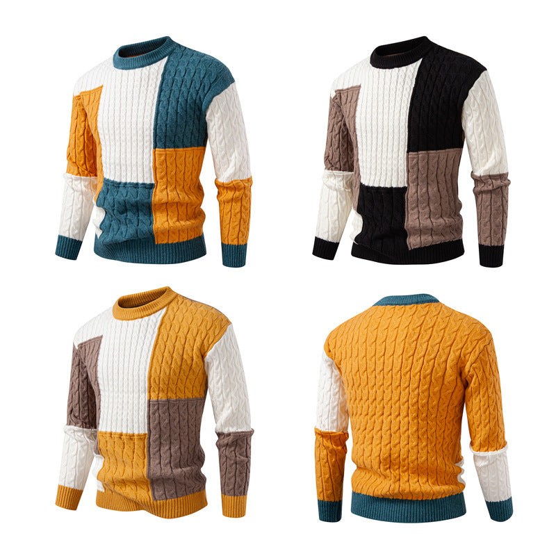 Strickpullover Herren Modern Farbblock Optik Trendy