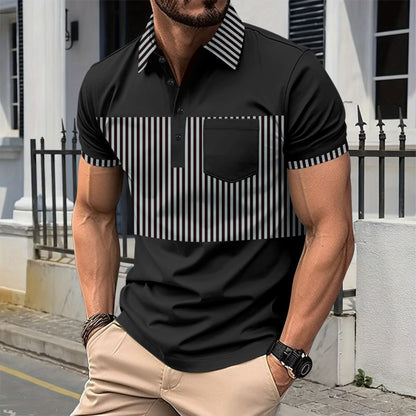 Herren Hemd Kurzarm Streifenmuster Elegant Modern - BerlinGlamour