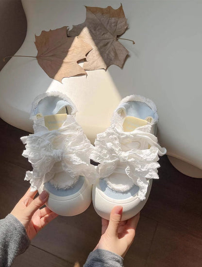 Damen Sneaker Atmungsaktiv 3D Rüschen Design Sportlich