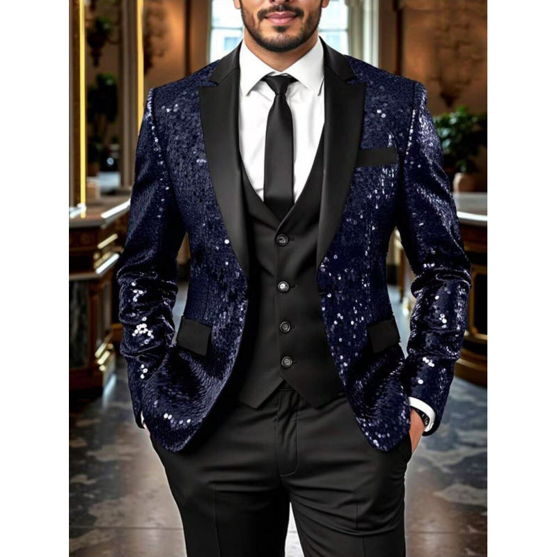 Herren Smoking Blazer Pailletten Glitzernd Elegant