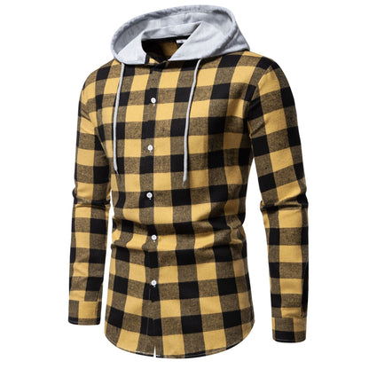Herren Karo-Hemdjacke Modern mit Kapuze und Hoodie Style