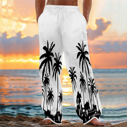 Herren Strandhose Palmen Motiv Leicht Sommer
