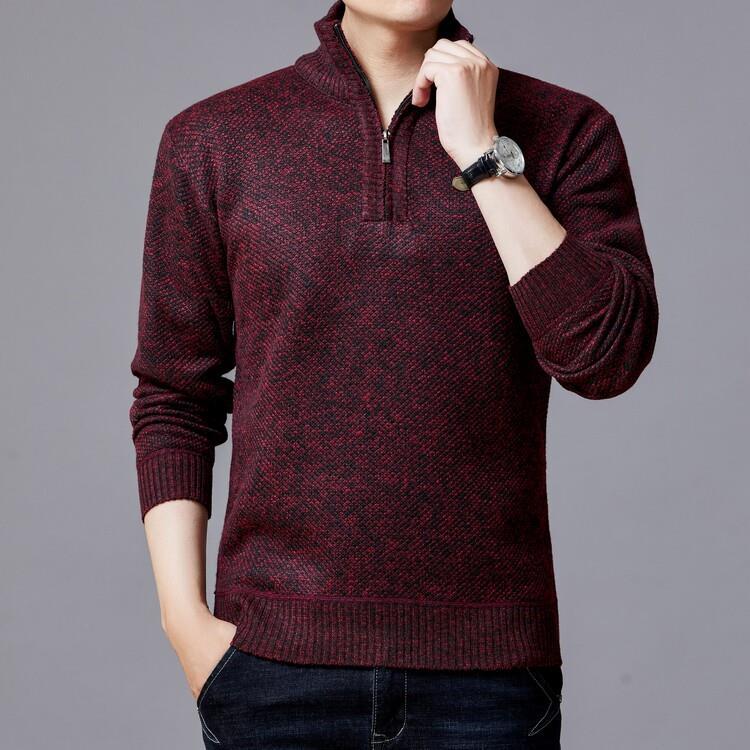 Herren Strickpullover Moderner Stehkragen Grobstrick Optik