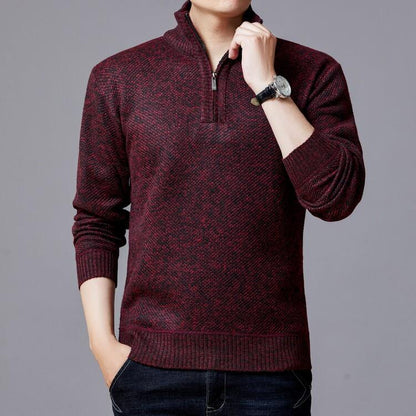 Herren Strickpullover Moderner Stehkragen Grobstrick Optik