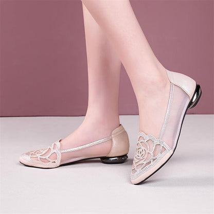 Damen Ballerinas mit Spitze Flach und Elegant