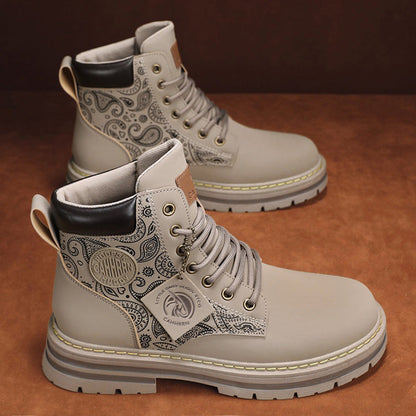 Damen Stiefel High-Top Paisley Muster Robust Winter
