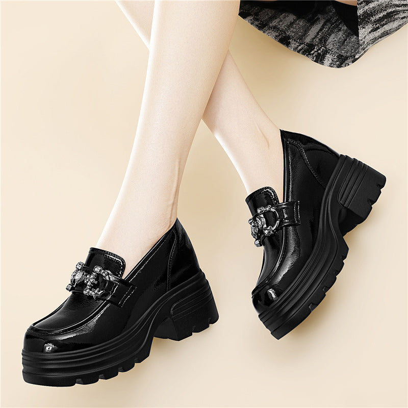 Damen Plateau Mokassins Schnalle Trendy Mode