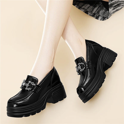 Damen Plateau Mokassins Schnalle Trendy Mode