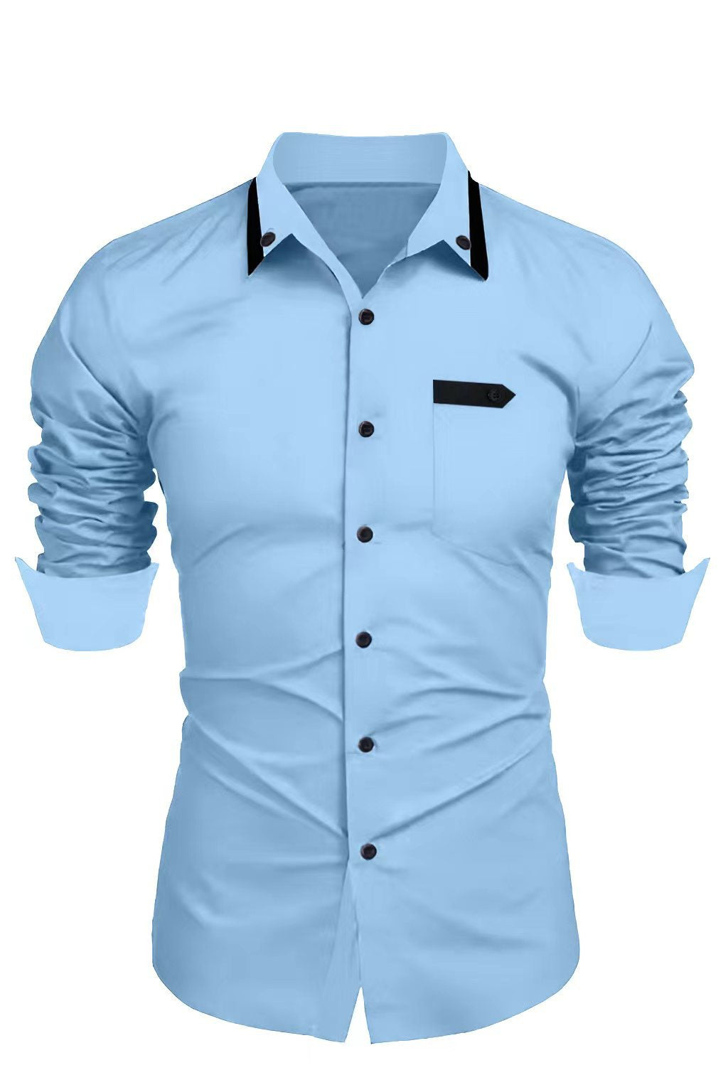 Herren Langarmhemd Modern mit Kragen und Taschen Elegant