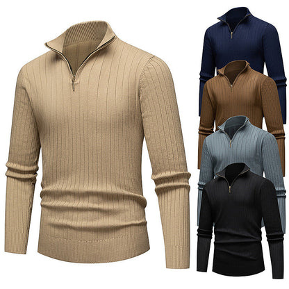 Herren Strickpullover Modern Stehkragen Reißverschluss Hochwertig - BerlinGlamour