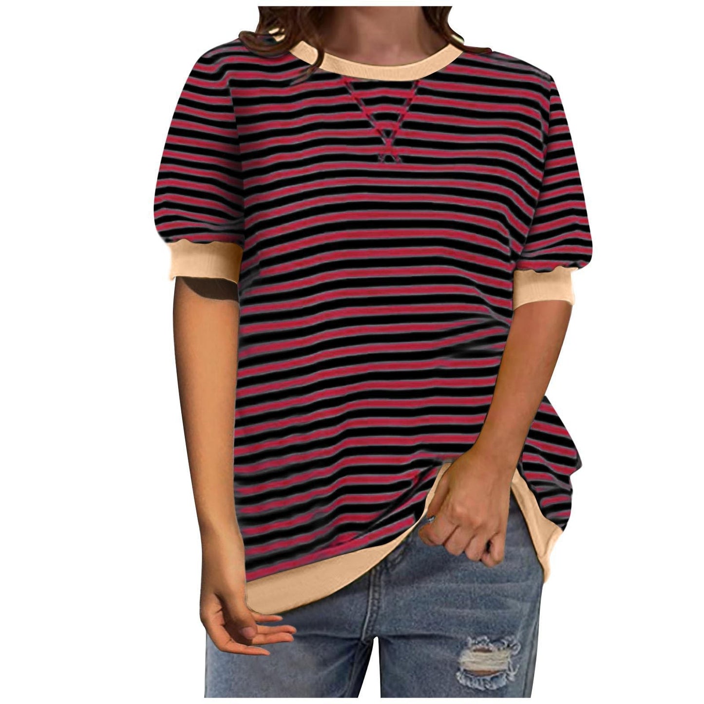 Damen Oberteil Streifenshirt Lässig Modern