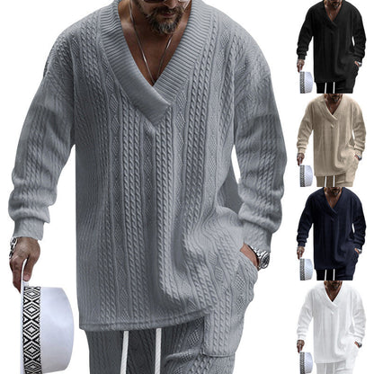 Herren Pullover V-Ausschnitt Lässig Grobstrick Mode - BerlinGlamour