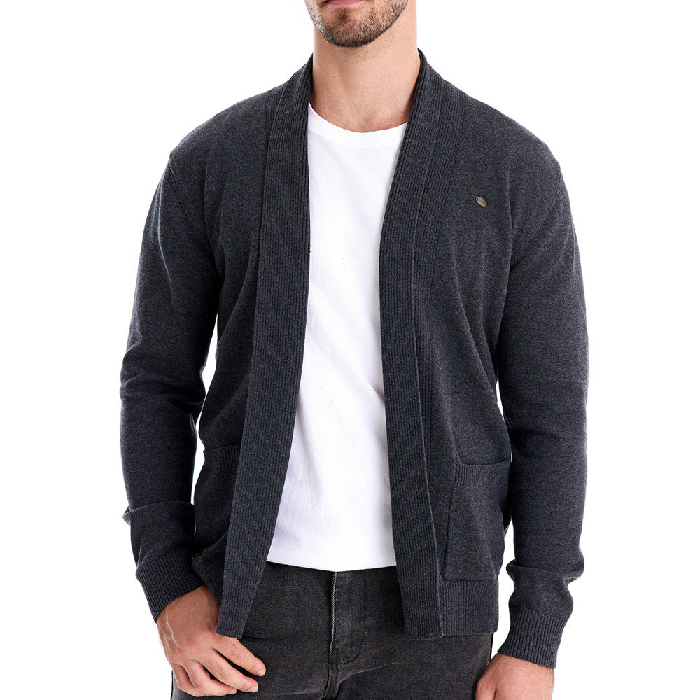 Herren Cardigan V-Ausschnitt Lässig Grau Modern