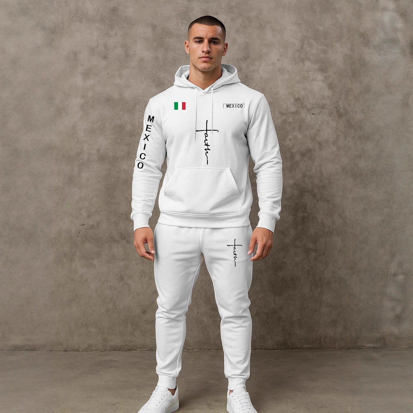 Herren Sportanzug Hoodie Jogginghose Set Grau Sportlich