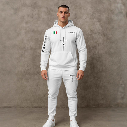 Herren Sportanzug Hoodie Jogginghose Set Grau Sportlich