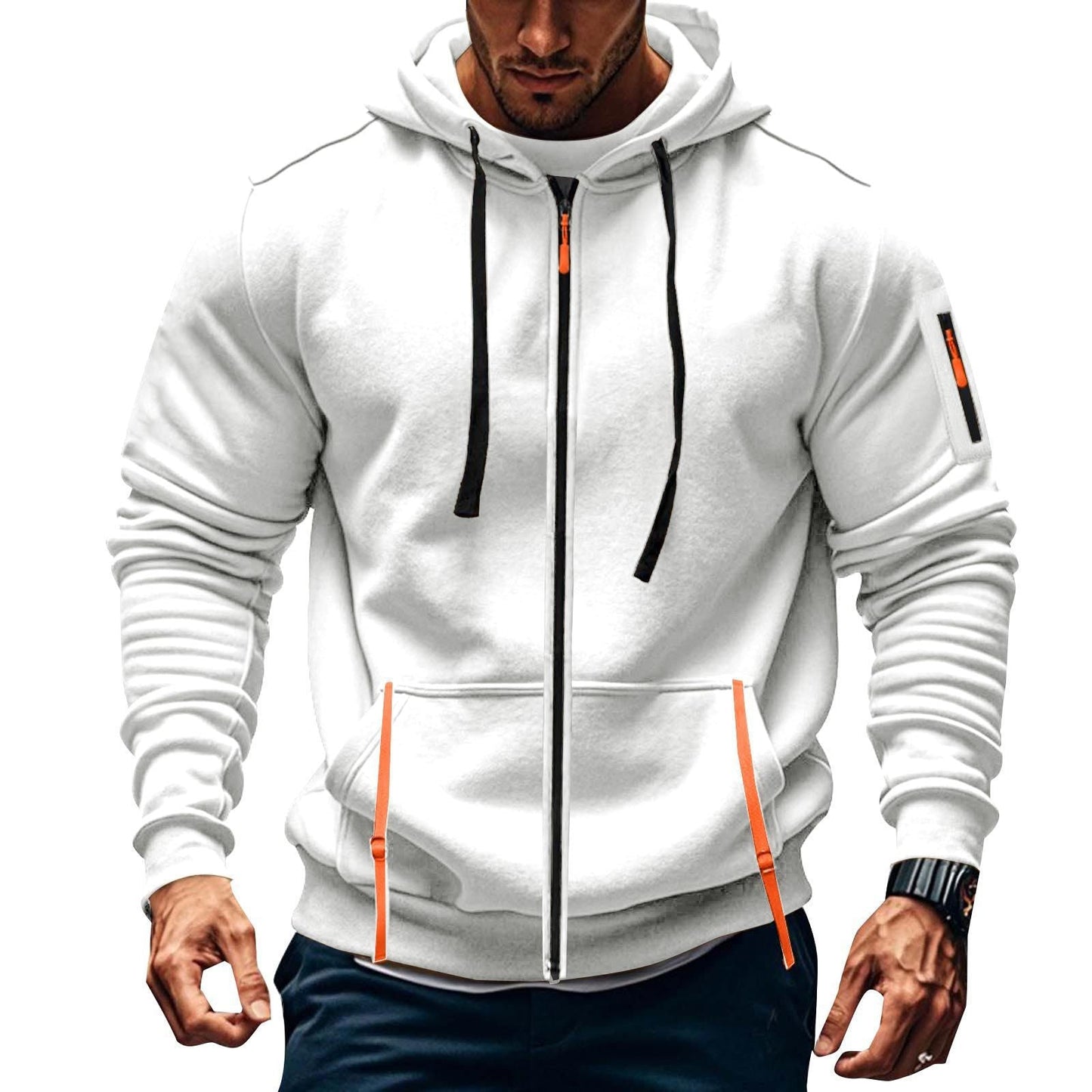 Herren Kapuzenpulli Sportlich mit Taschen Grau