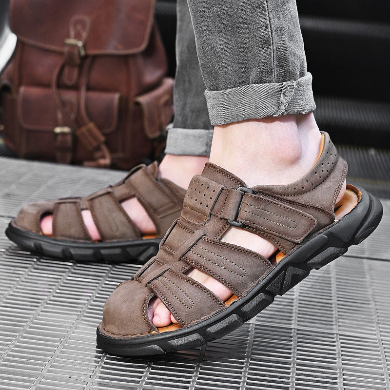 Herren Sandalen Leder Bequem Sommer