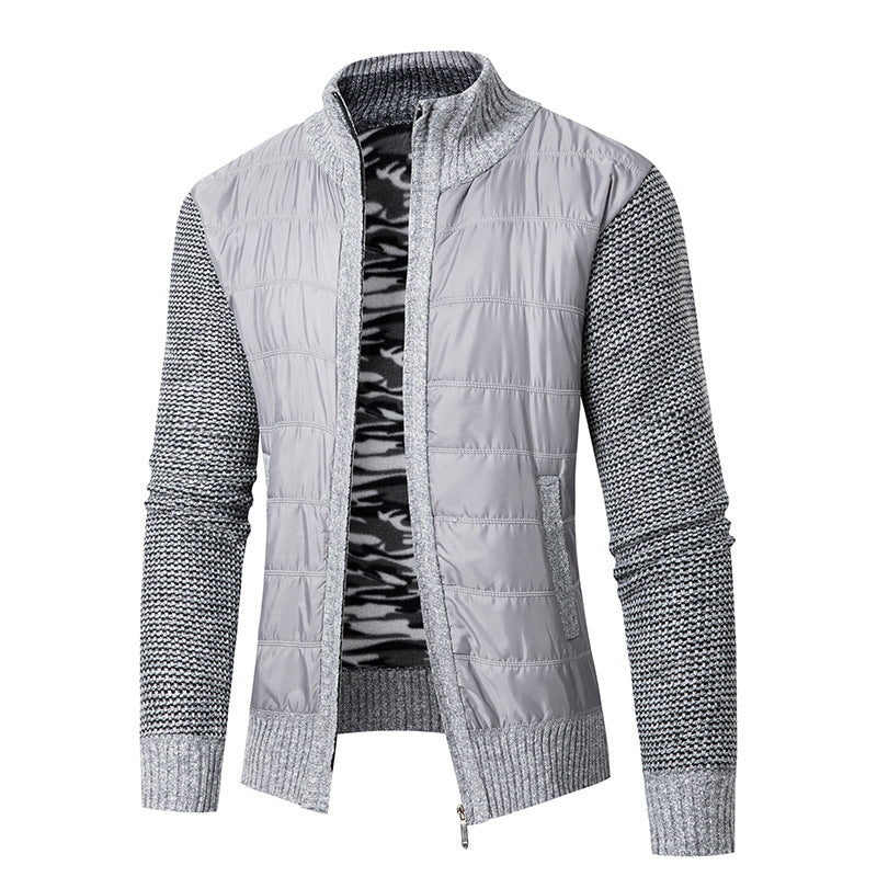 Herren Jacke Modern Stehkragen Strukturiert Schwarz