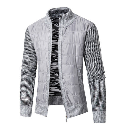 Herren Jacke Modern Stehkragen Strukturiert Schwarz