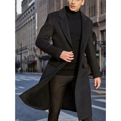 Herren Langmantel Eleganter Wintermantel mit Struktur