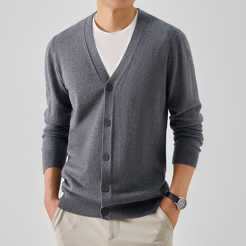 Herren Strickjacke Elegante V-Ausschnitt Modern