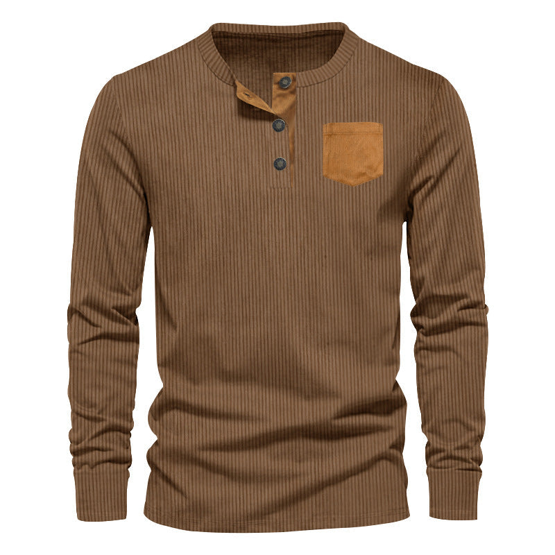 Herren Langarmshirt mit Brusttasche und Struktur Optik Modern