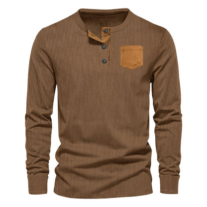 Herren Langarmshirt mit Brusttasche und Struktur Optik Modern